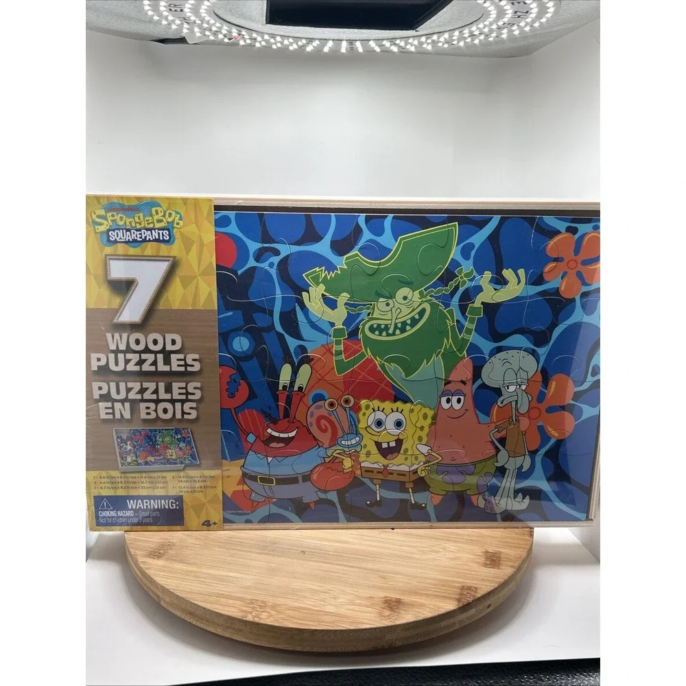 NEW‎ SpongeBob SquarePants 7 Wood Puzzles Nickelodeon Ages 4+ Spin Masters